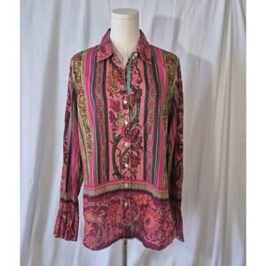 Cino Womens Designer Colorful Abstract Blouse Top Medium